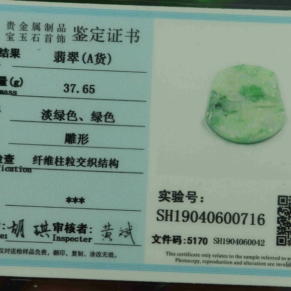 Cert'd Green 100% Natural A Jade jadeite Pendant Landscape Character 山水人物 - Picture 8 of 9